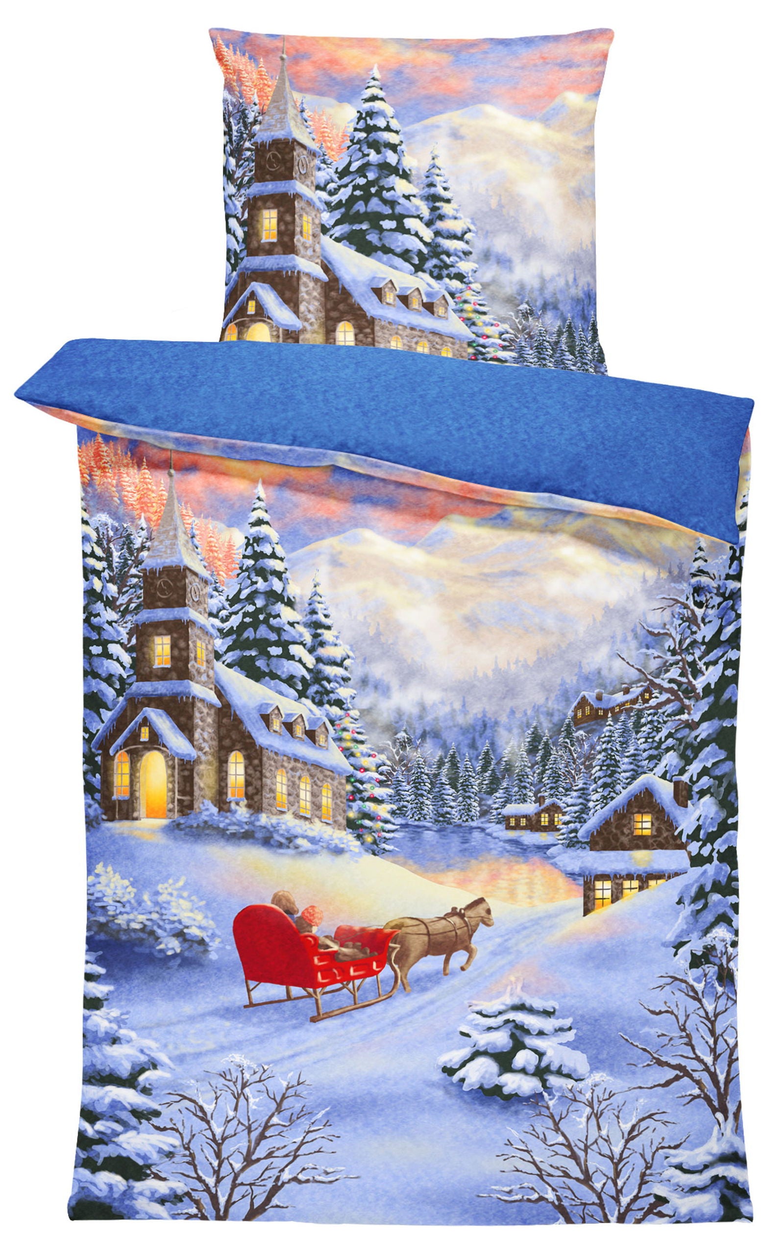 Winter Bettwäsche 135x200 cm Winterlandschaft Weihnachten Flausch Ther