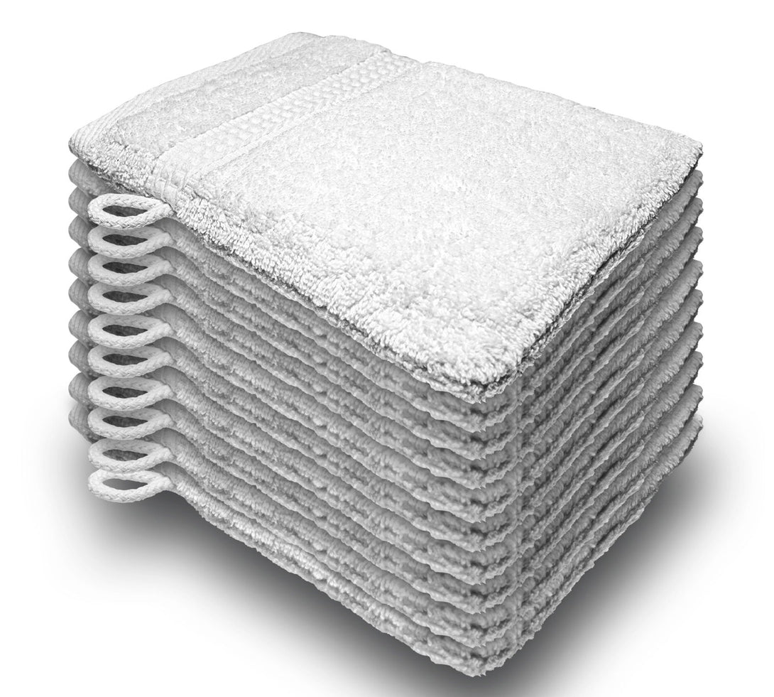 One Home 10er Set Waschhandschuhe Waschhandschuh Waschlappen 16x21 cm Frottee Baumwolle Weiß
