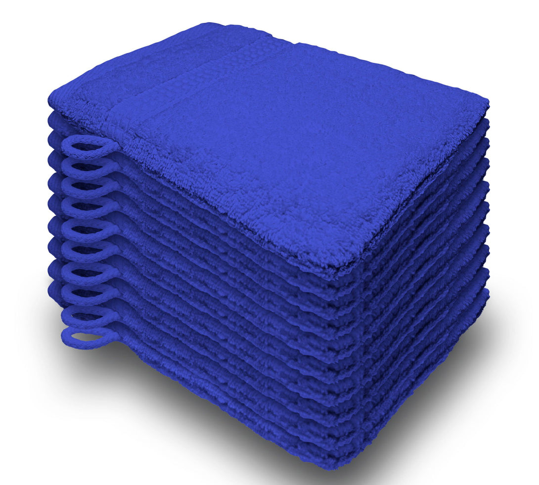 One Home 10er Set Waschhandschuhe Waschhandschuh Waschlappen 16x21 cm Frottee Baumwolle Royal Blau