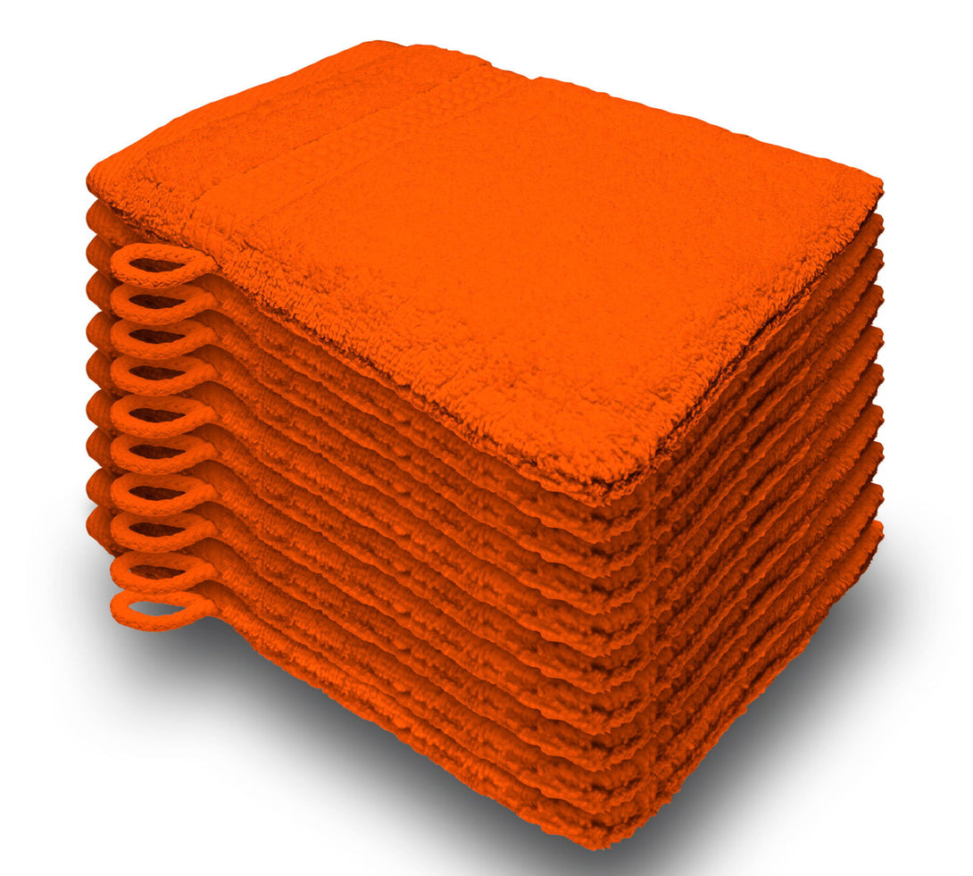 One Home 10er Set Waschhandschuhe Waschhandschuh Waschlappen 16x21 cm Frottee Baumwolle Orange Terra