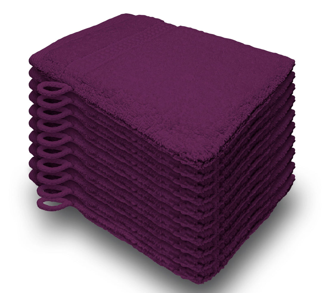 One Home 10er Set Waschhandschuhe Waschhandschuh Waschlappen 16x21 cm Frottee Baumwolle Lila