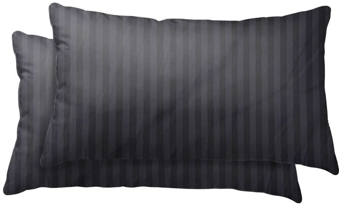 One Home 2 Kissenbezüge Kissenhülle Dekokissenhülle 40x80 cm gestreift schwarz Microfaser