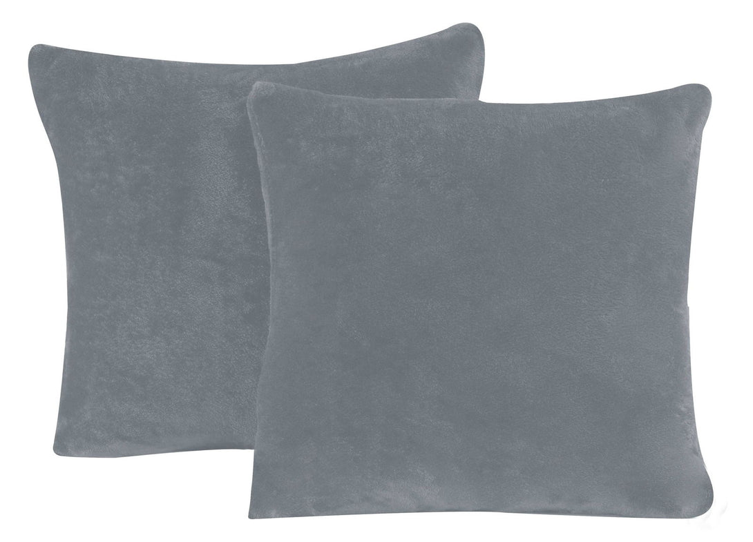 One Home 2er Pack Kissenbezug Kissenhülle Teddy Plüsch Uni kuschelig flauschig warm weich anthrazit 50x50 cm