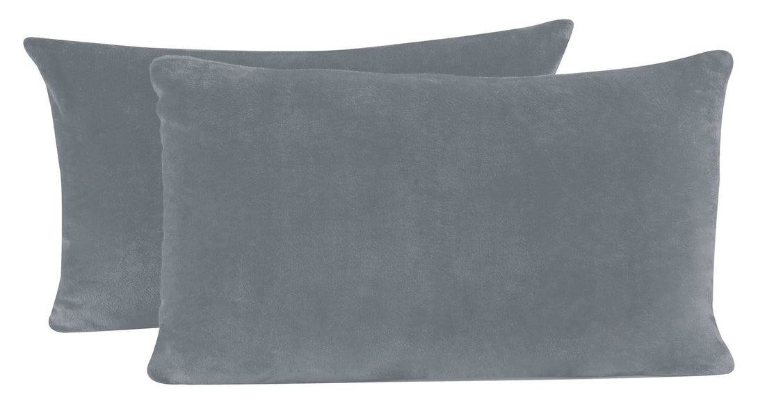 One Home 2er Pack Kissenbezug Kissenhülle Teddy Plüsch Uni kuschelig flauschig warm weich anthrazit 40x80 cm