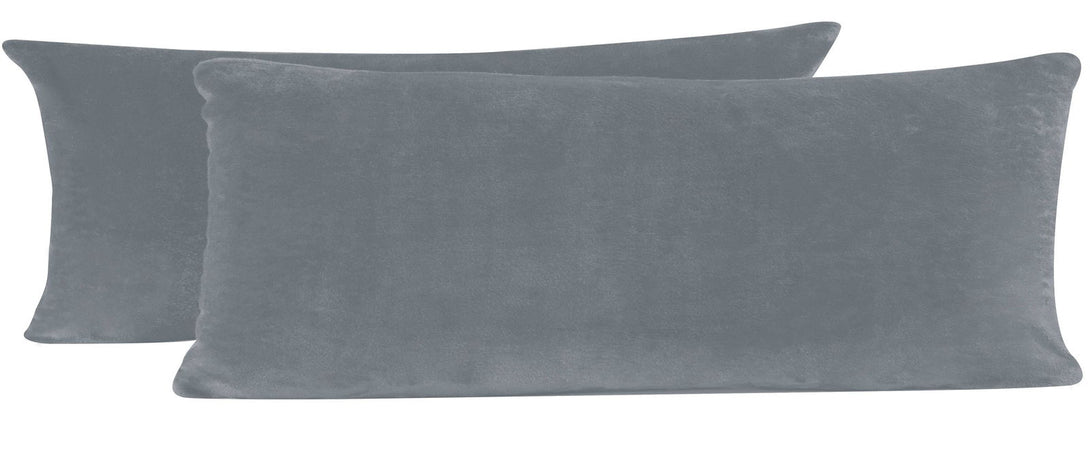 One Home 2er Pack Kissenbezug Kissenhülle Teddy Plüsch Uni kuschelig flauschig warm weich anthrazit 40x145 cm