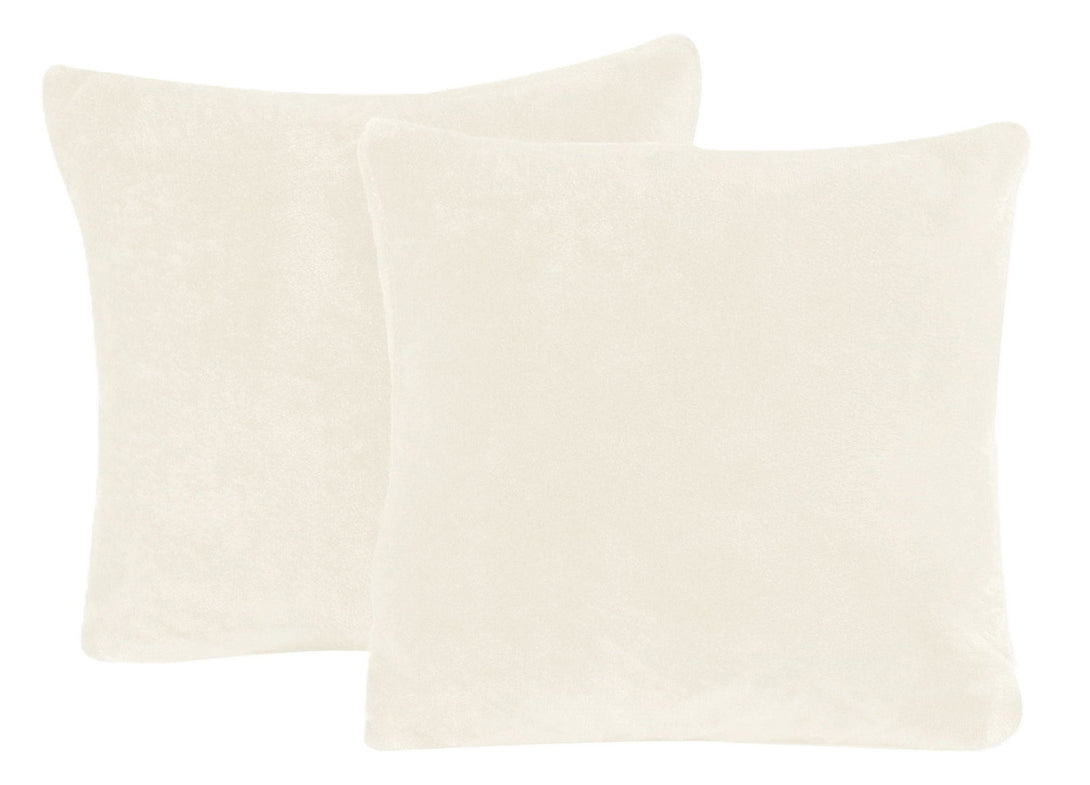 One Home 2er Pack Kissenbezug Kissenhülle Teddy Plüsch Uni kuschelig flauschig warm weich beige 50x50 cm
