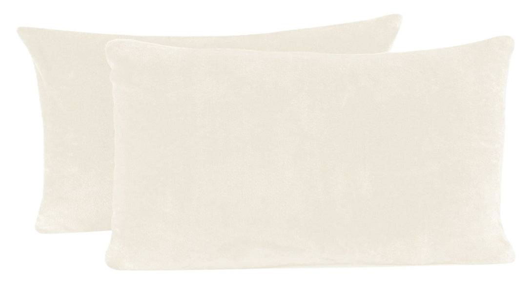 One Home 2er Pack Kissenbezug Kissenhülle Teddy Plüsch Uni kuschelig flauschig warm weich beige 40x80 cm