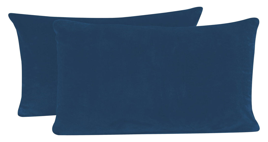 One Home 2er Pack Kissenbezug Kissenhülle Teddy Plüsch Uni kuschelig flauschig warm weich blau 40x80 cm
