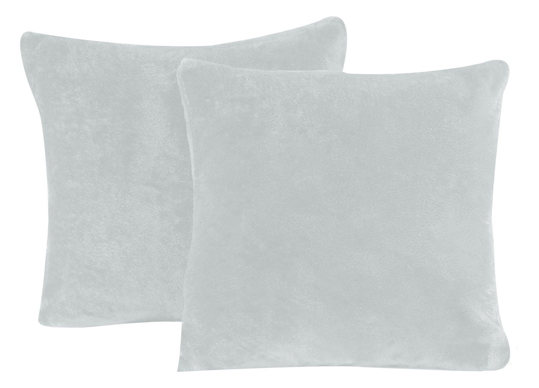 One Home 2er Pack Kissenbezug Kissenhülle Teddy Plüsch Uni kuschelig flauschig warm weich grau