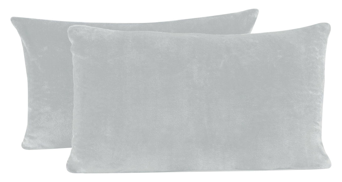 One Home 2er Pack Kissenbezug Kissenhülle Teddy Plüsch Uni kuschelig flauschig warm weich grau 40x80 cm