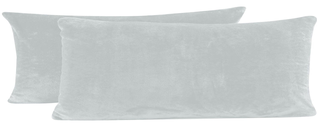 One Home 2er Pack Kissenbezug Kissenhülle Teddy Plüsch Uni kuschelig flauschig warm weich grau 40x145 cm