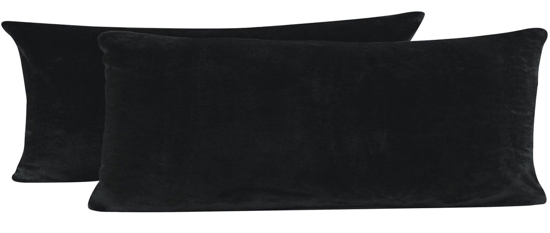 One Home 2er Pack Kissenbezug Kissenhülle Teddy Plüsch Uni kuschelig flauschig warm weich schwarz 40x145 cm