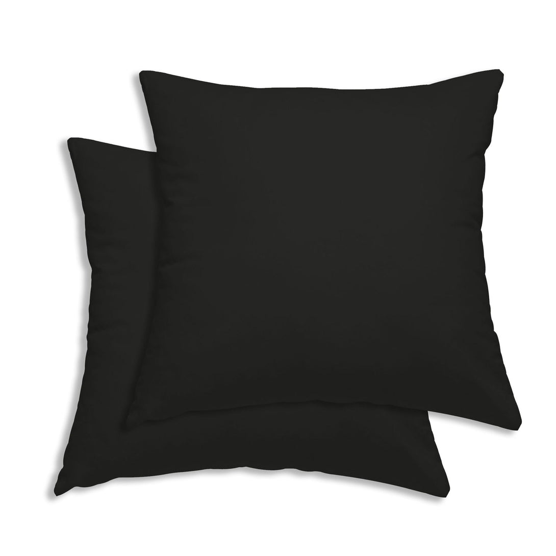 One Home 2er Set Kissenbezug Kissenhülle Kopfkissenbezug Hüllen Uni Renforce Baumwolle schwarz 40x40 cm