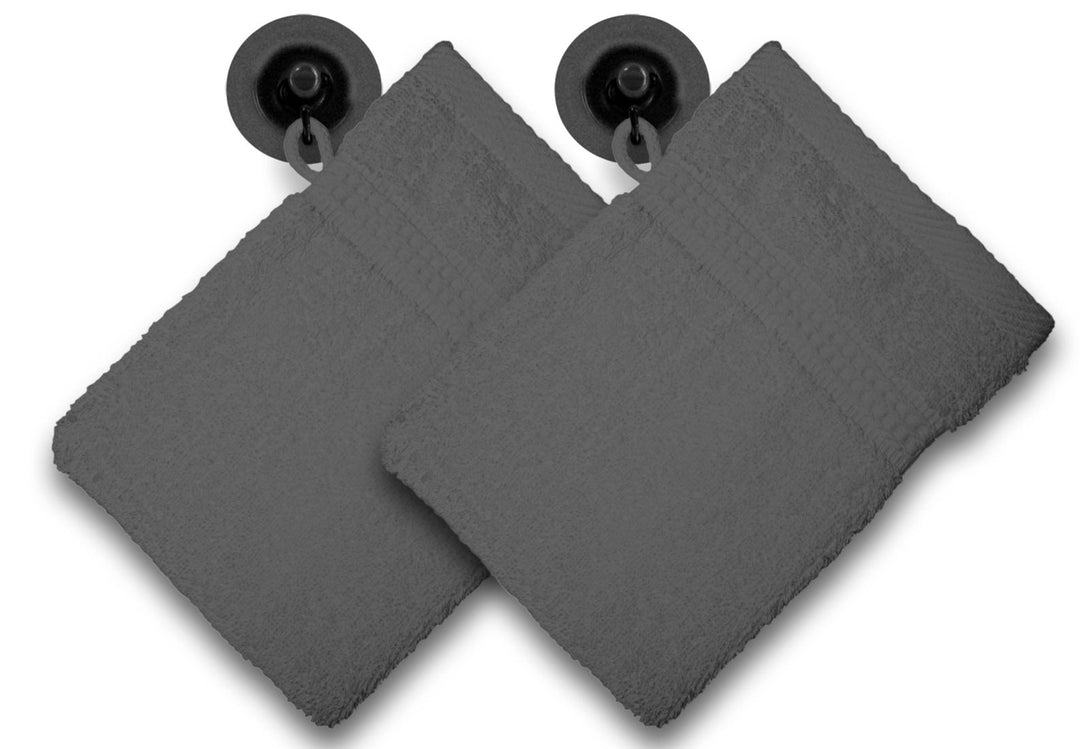 One Home 2er Set Waschhandschuhe Waschhandschuh Waschlappen 16x21 cm Frottee Baumwolle Anthrazit Grau