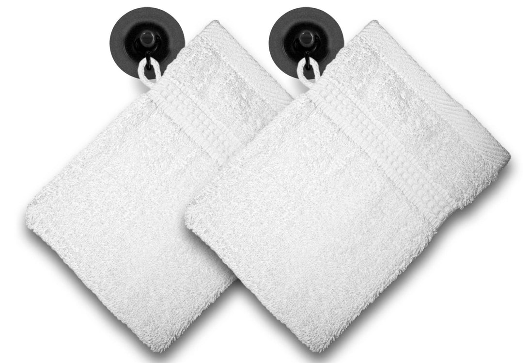 One Home 2er Set Waschhandschuhe Waschhandschuh Waschlappen 16x21 cm Frottee Baumwolle Weiß