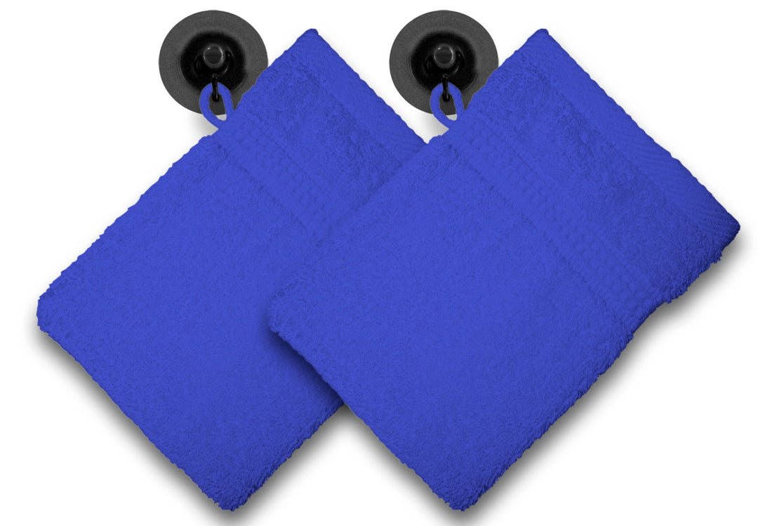 One Home 2er Set Waschhandschuhe Waschhandschuh Waschlappen 16x21 cm Frottee Baumwolle Royal Blau