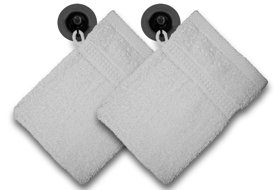 One Home 2er Set Waschhandschuhe Waschhandschuh Waschlappen 16x21 cm Frottee Baumwolle Silber