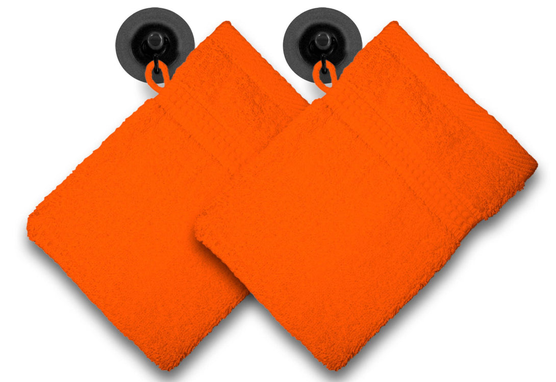 One Home 2er Set Waschhandschuhe Waschhandschuh Waschlappen 16x21 cm Frottee Baumwolle Orange Terra