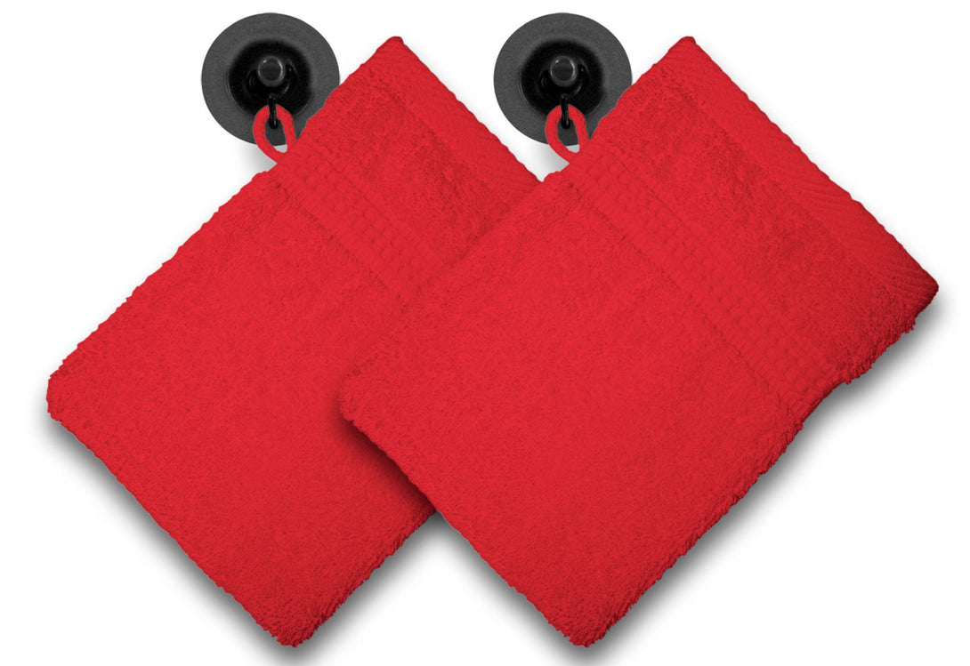 One Home 2er Set Waschhandschuhe Waschhandschuh Waschlappen 16x21 cm Frottee Baumwolle Rot