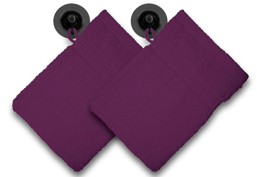 One Home 2er Set Waschhandschuhe Waschhandschuh Waschlappen 16x21 cm Frottee Baumwolle Lila