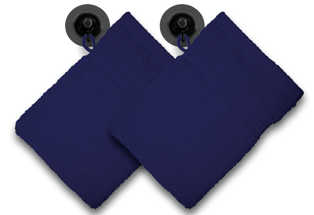 One Home 2er Set Waschhandschuhe Waschhandschuh Waschlappen 16x21 cm Frottee Baumwolle Marine Navy
