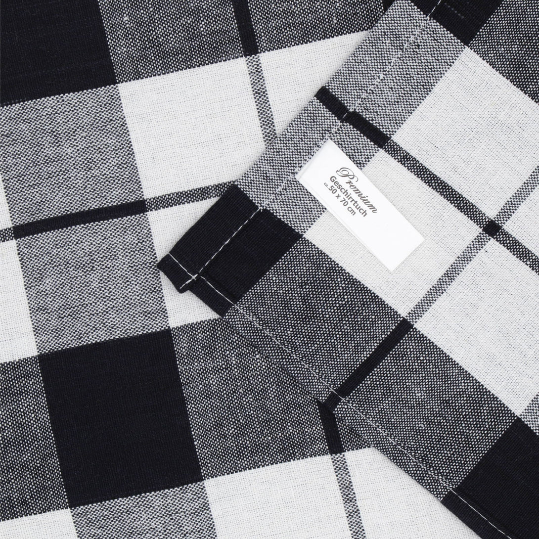 One Home 4 Geschirrtücher 50x70 cm schwarz Karo Küchentücher Geschirrtuch Set Baumwolle