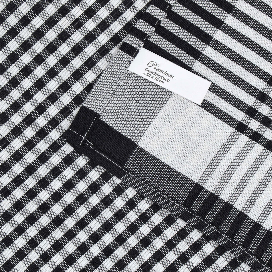 One Home 4 Geschirrtücher 50x70 cm schwarz weiß Karo Küchentücher Geschirrtuch Baumwolle