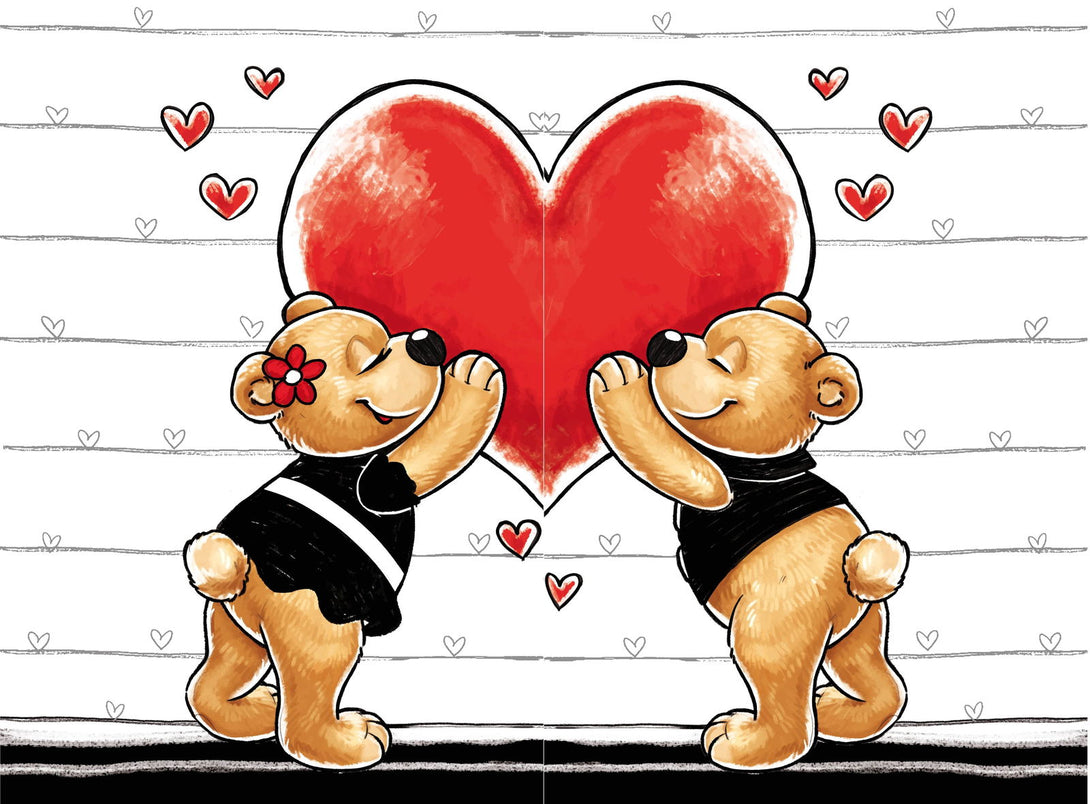 One Home 4 teilig Partner Bettwäsche 135x200 cm Teddy Bären Love Liebe Herzen Microfaser