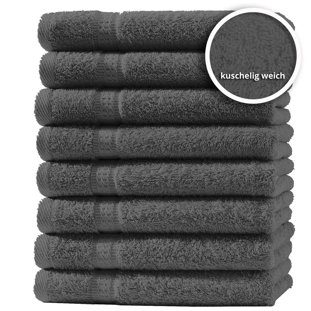 One Home 8er Set Gästetücher Handtücher Duschtücher Badetücher Frottee 100% Baumwolle Anthrazit Grau