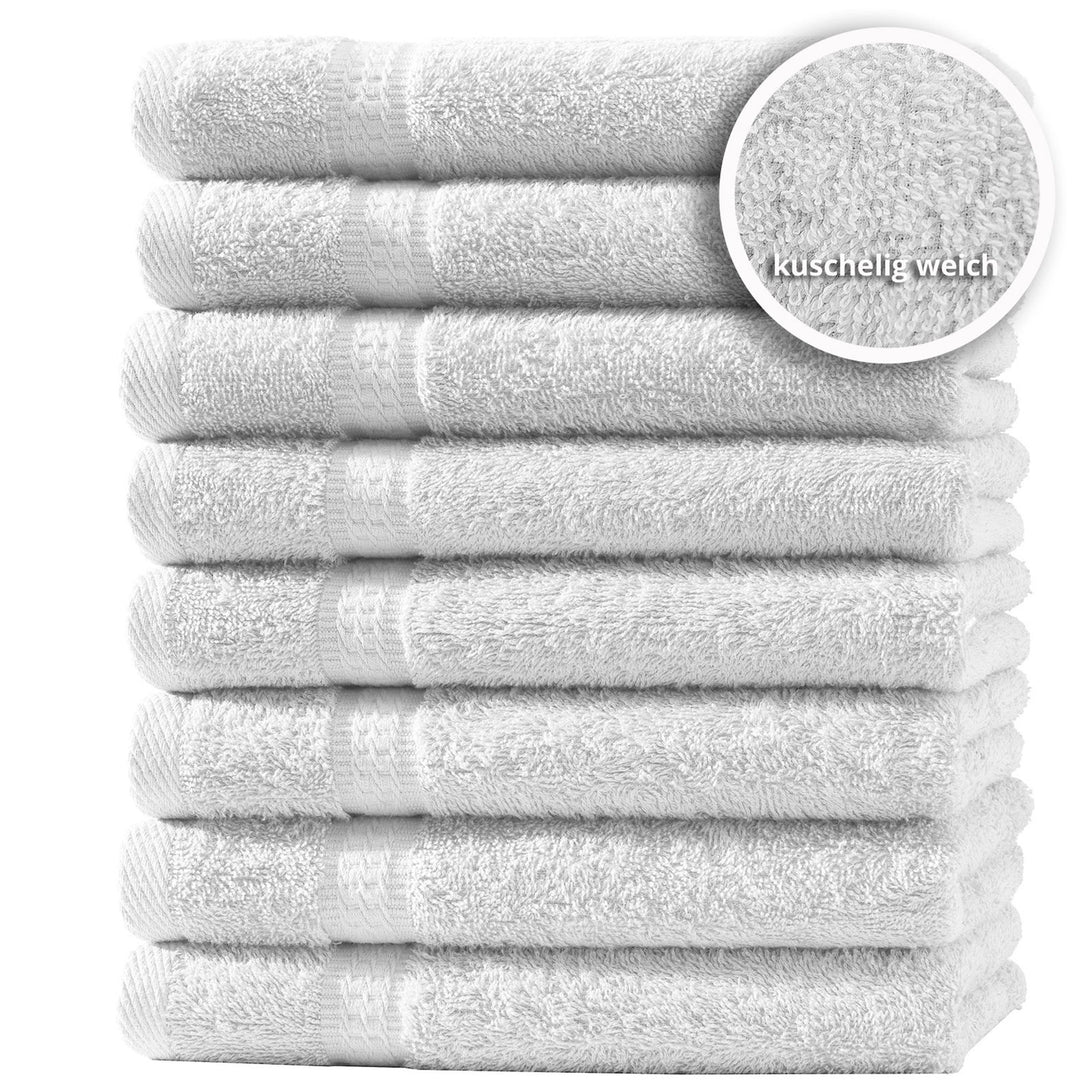 One Home 8er Set Gästetücher Handtücher Duschtücher Badetücher Frottee 100% Baumwolle Weiß