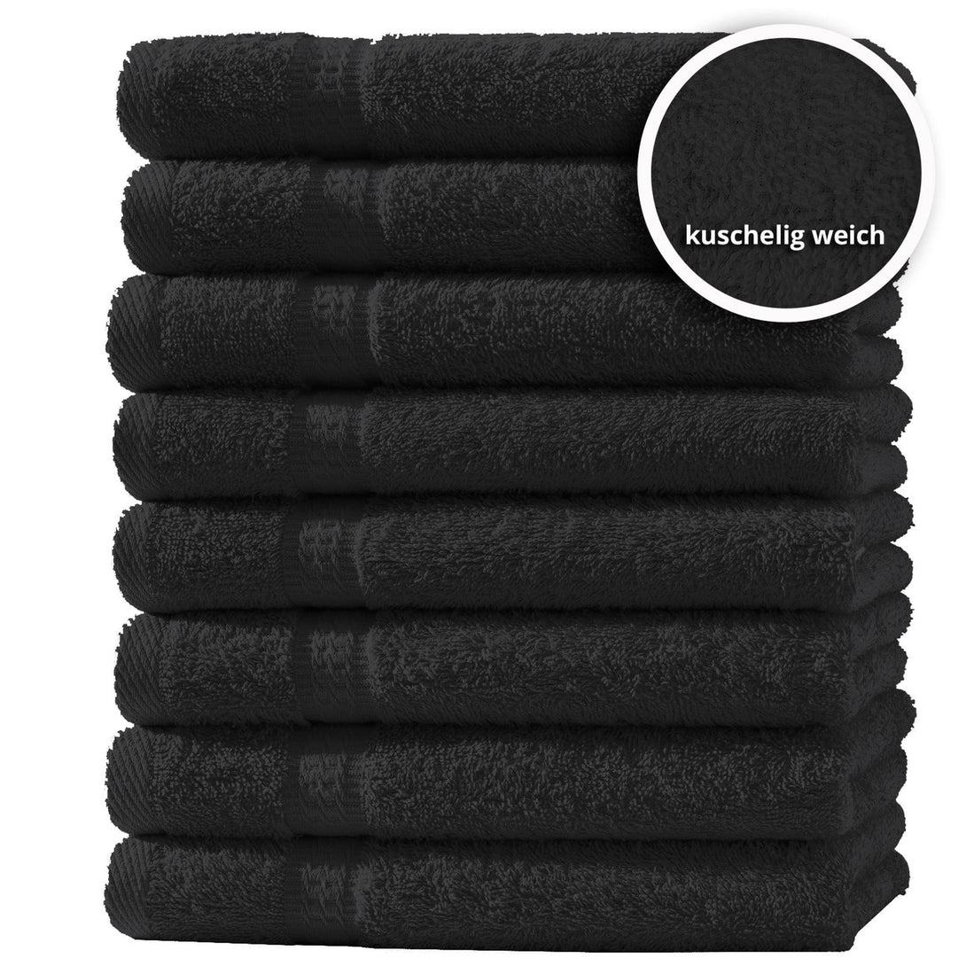 One Home 8er Set Gästetücher Handtücher Duschtücher Badetücher Frottee 100% Baumwolle Schwarz