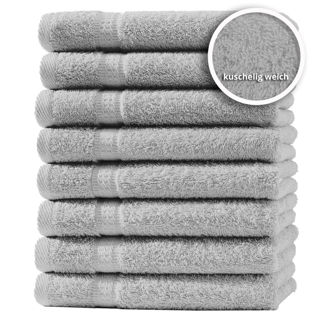 One Home 8er Set Gästetücher Handtücher Duschtücher Badetücher Frottee 100% Baumwolle Silber