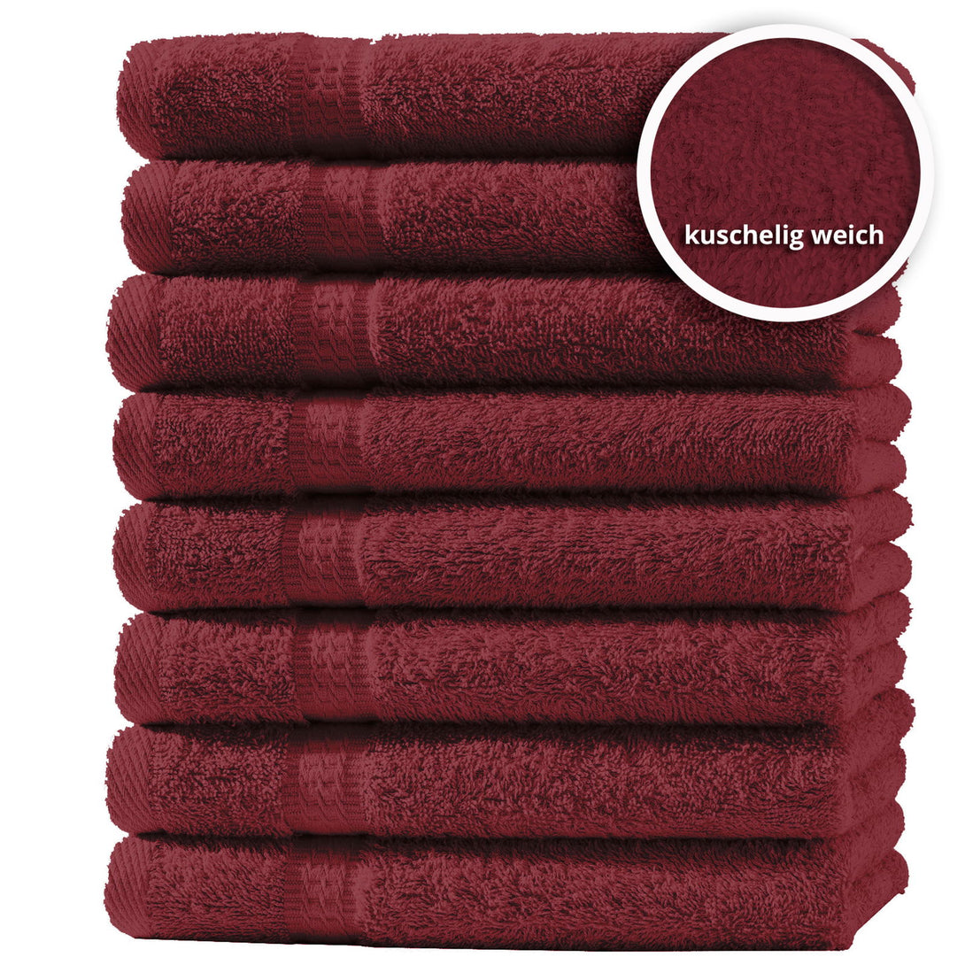 One Home 8er Set Gästetücher Handtücher Duschtücher Badetücher Frottee 100% Baumwolle Bordeaux