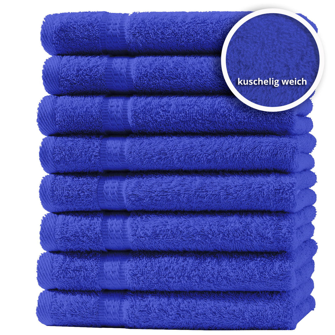 One Home 8er Set Gästetücher Handtücher Duschtücher Badetücher Frottee 100% Baumwolle Royal Blau