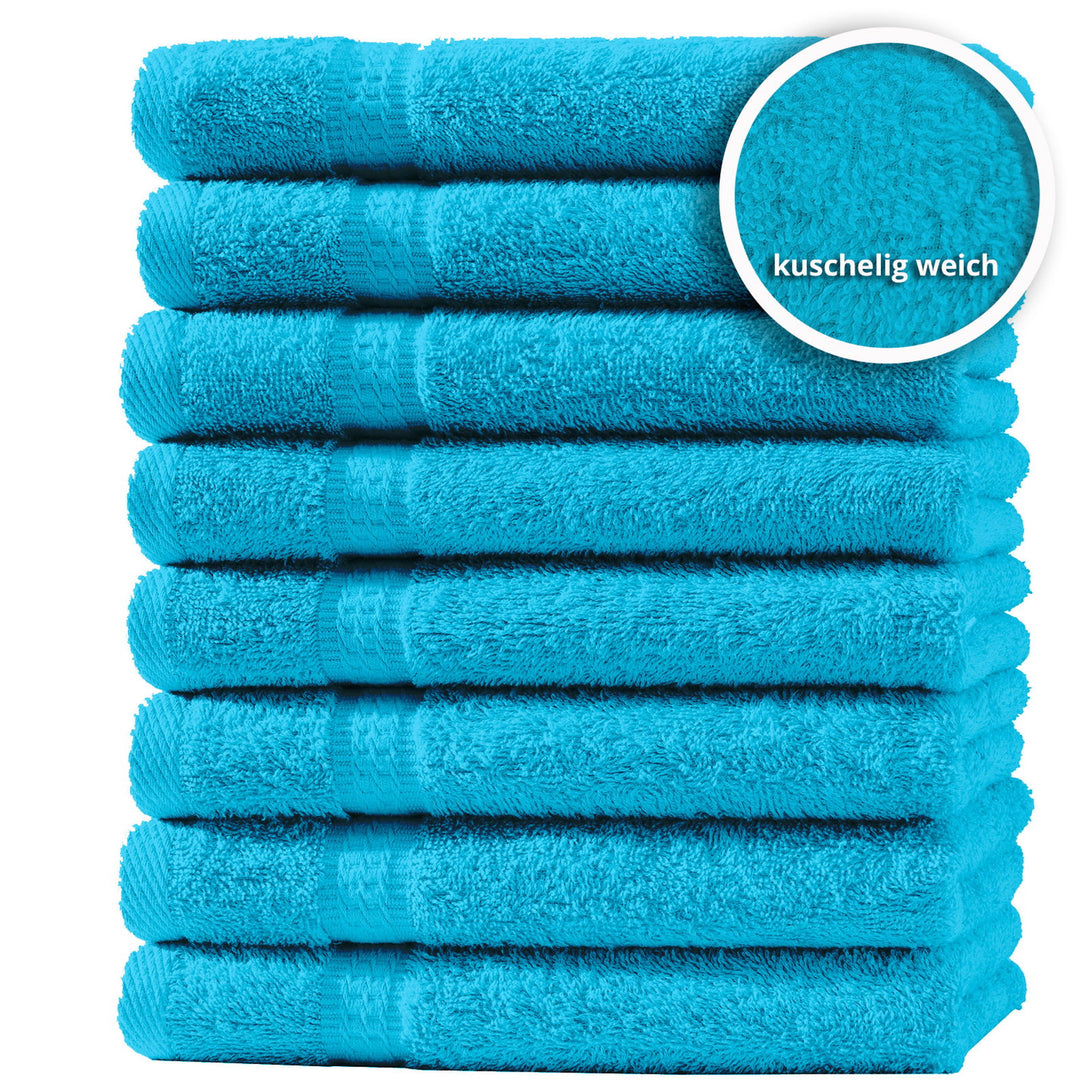 One Home 8er Set Gästetücher Handtücher Duschtücher Badetücher Frottee 100% Baumwolle Türkis