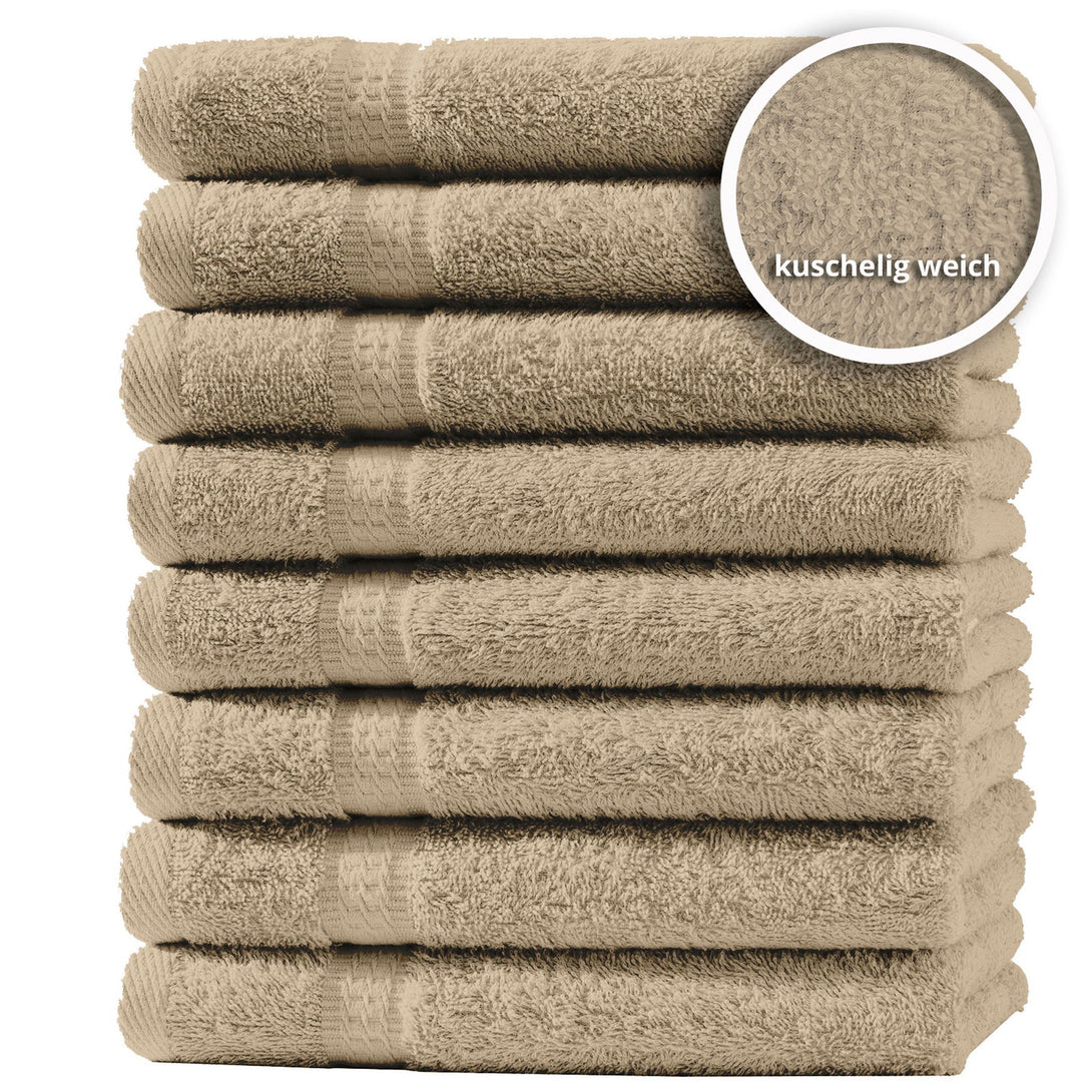 One Home 8er Set Gästetücher Handtücher Duschtücher Badetücher Frottee 100% Baumwolle Beige