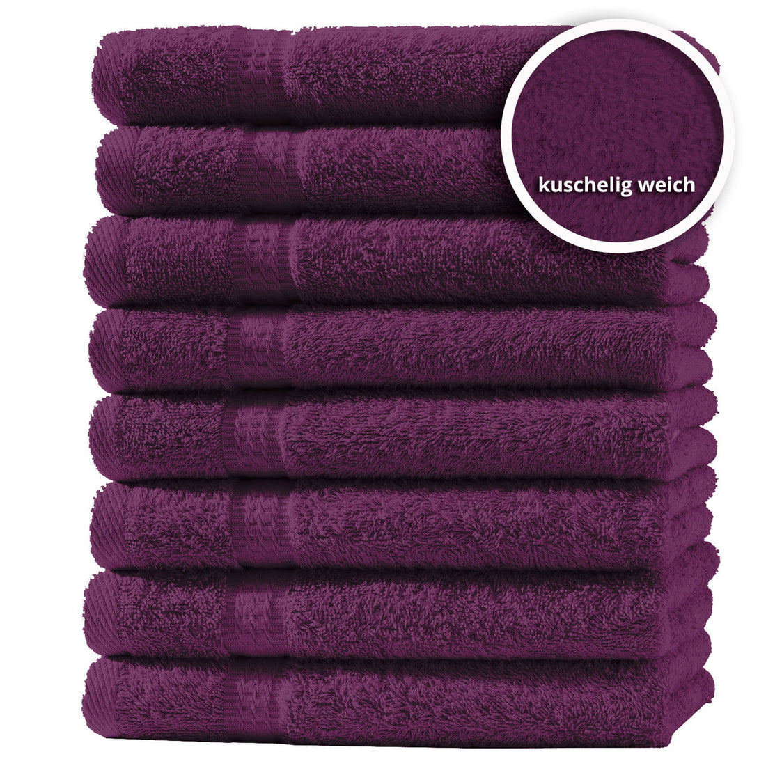 One Home 8er Set Gästetücher Handtücher Duschtücher Badetücher Frottee 100% Baumwolle Lila