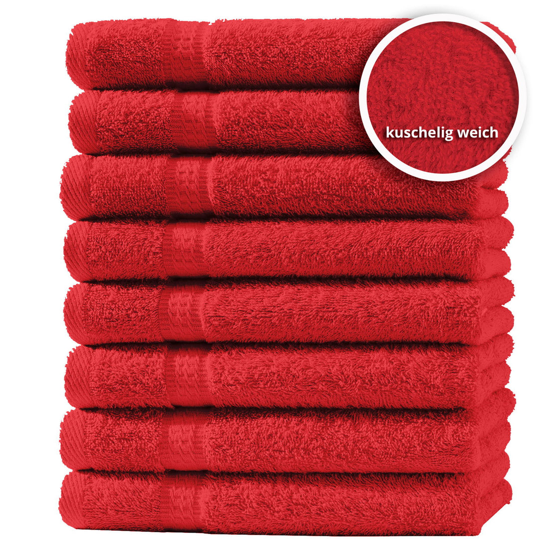 One Home 8er Set Gästetücher Handtücher Duschtücher Badetücher Frottee 100% Baumwolle Rot