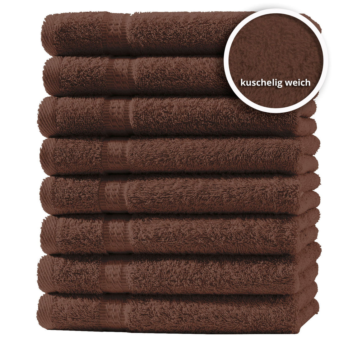 One Home 8er Set Gästetücher Handtücher Duschtücher Badetücher Frottee 100% Baumwolle Braun