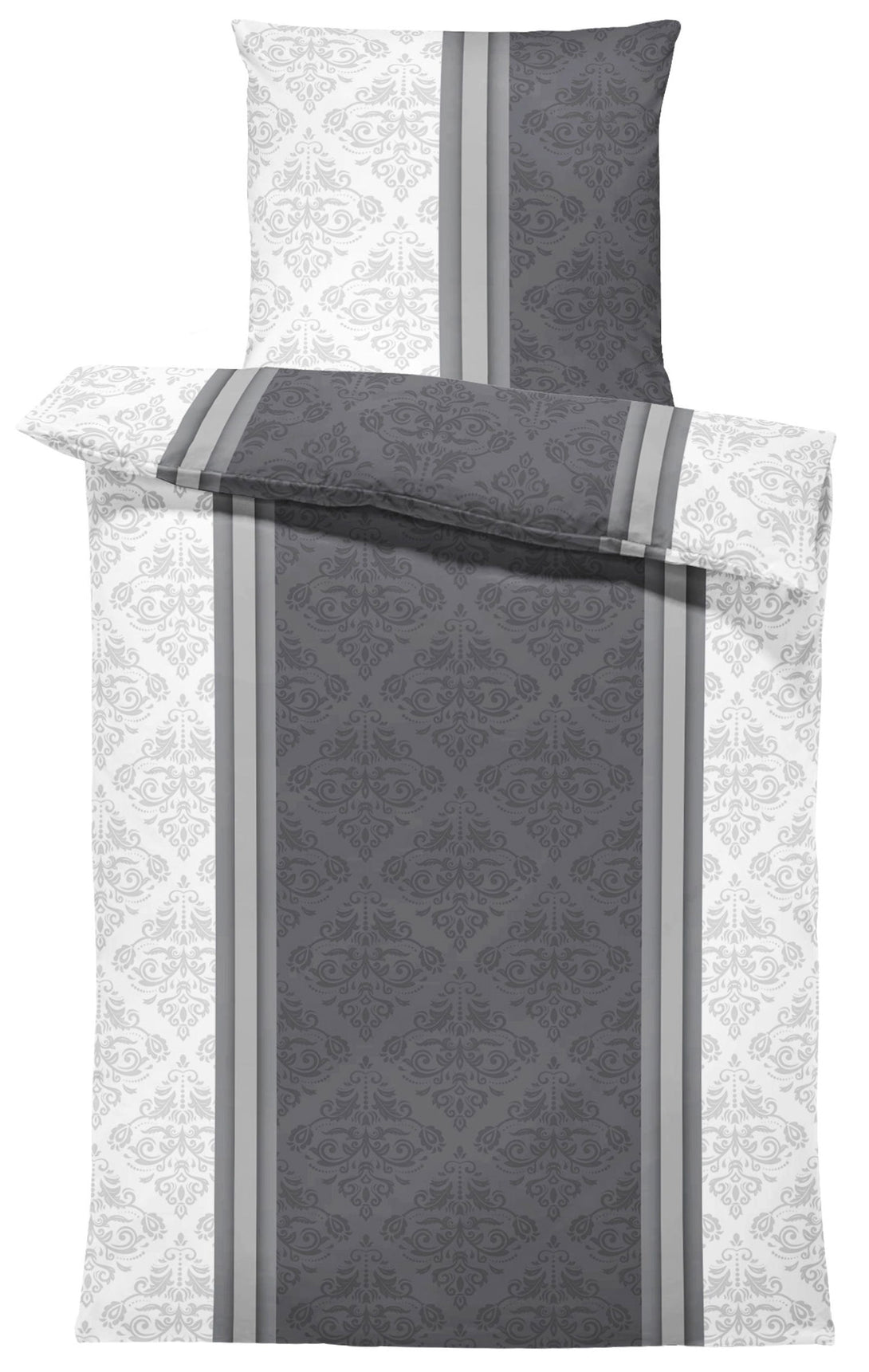 One Home Bettwäsche 135x200 cm Barock Ornamente Damast anthrazit weiß Elegant Microfaser