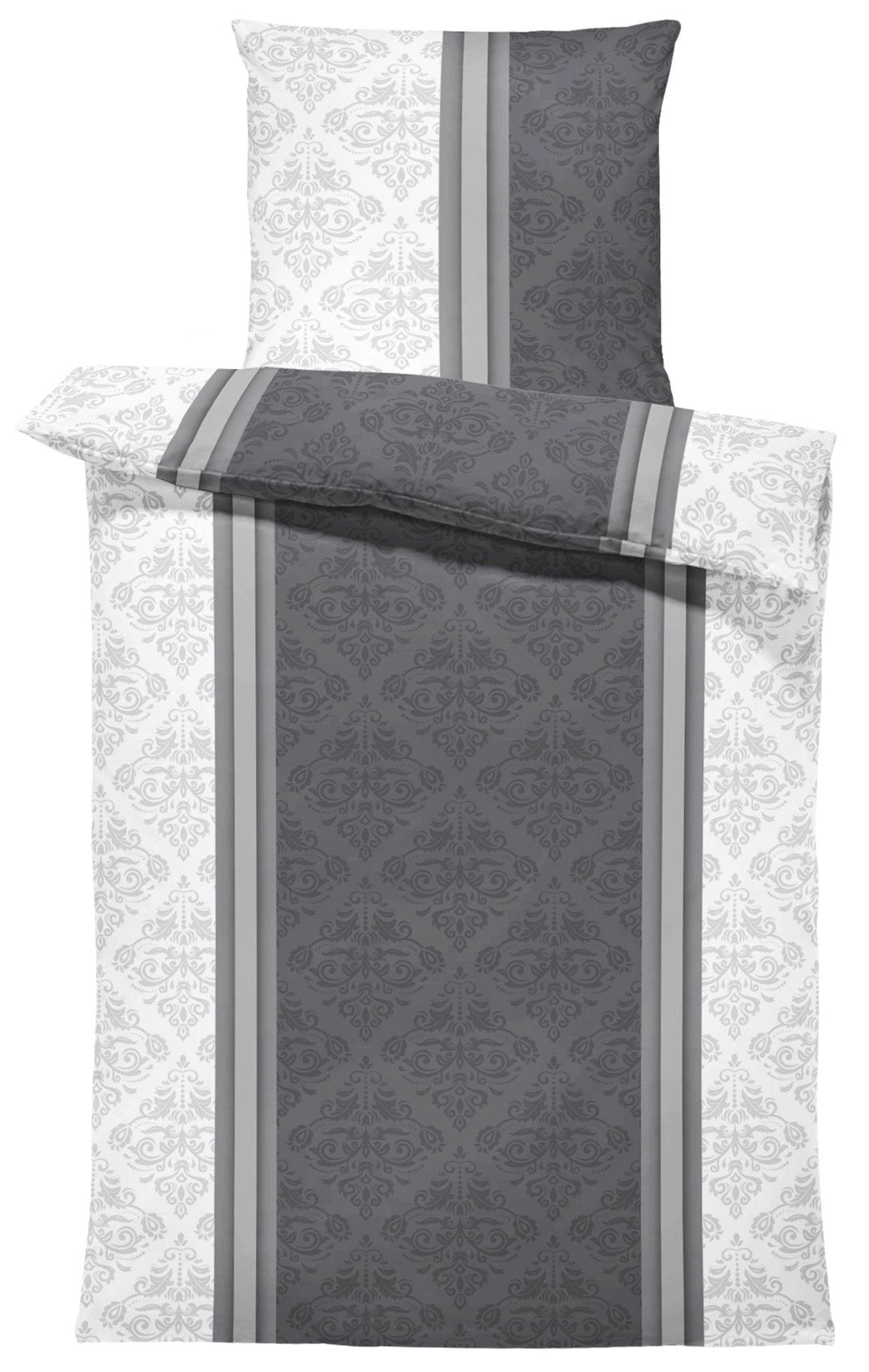 One Home Bettwäsche 135x200 cm Barock Ornamente Damast anthrazit weiß Elegant Microfaser