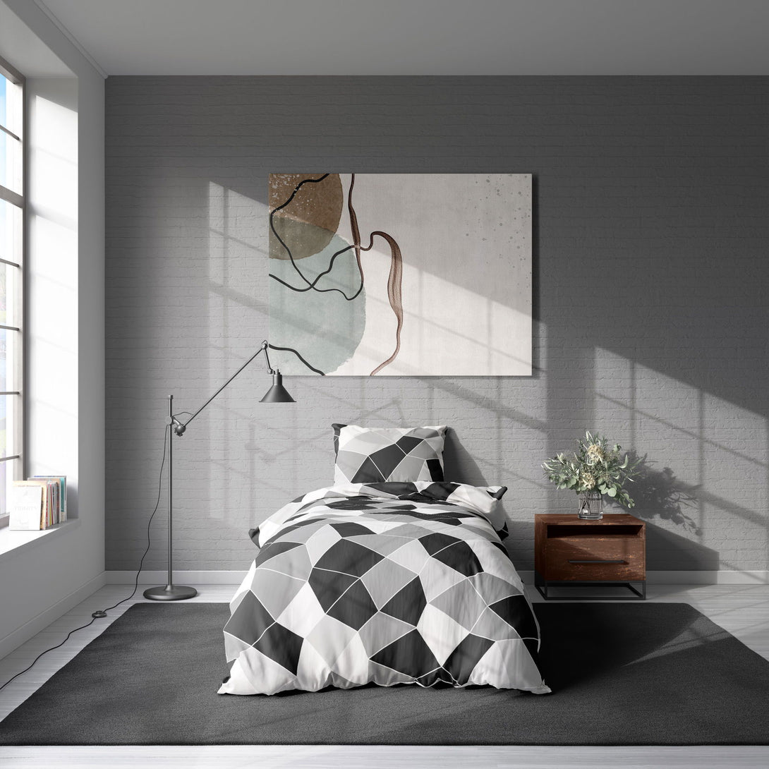 One Home Bettwäsche 135x200 cm Grafisch Mosaik grau anthrazit silber modern Microfaser