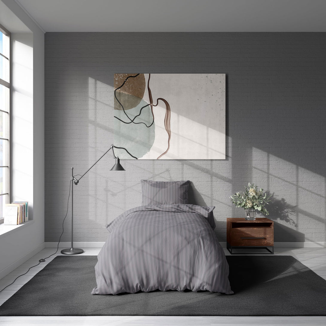 One Home Bettwäsche 135x200 cm Streifen gestreift grau weich Elegant Damast Microfaser