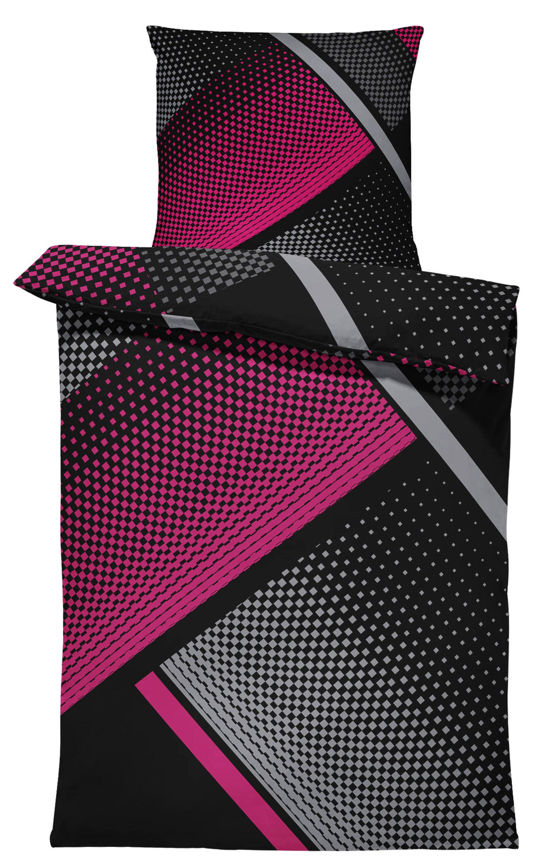 One Home Bettwäsche 135x200 cm geometrisch grafisch beere grau schwarz modern Microfaser