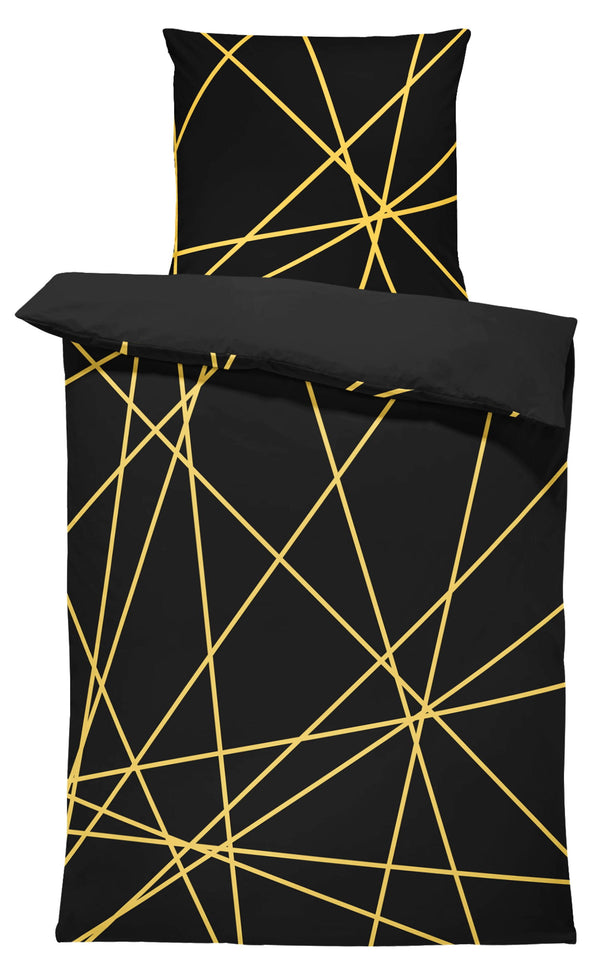 One Home Bettwäsche 135x200 cm geometrisch grafisch schwarz gelb gold modern Microfaser