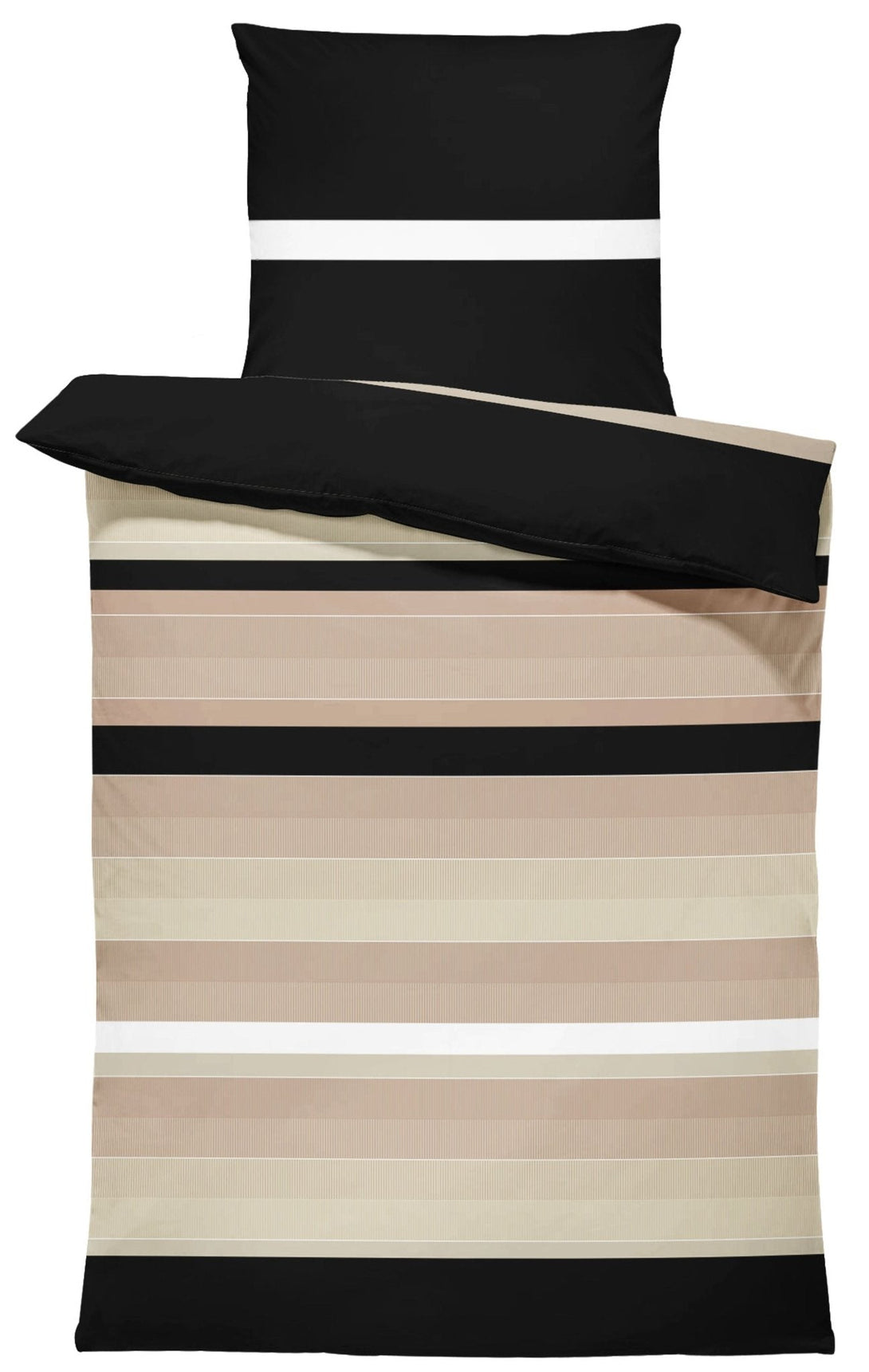 One Home Bettwäsche 135x200 cm gestreift beige natur schwarz weiß modern Microfaser