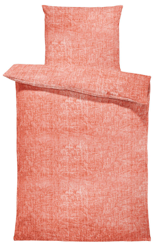 One Home Bettwäsche 135x200 cm meliert stone washed look Melange Aprikose Microfaser