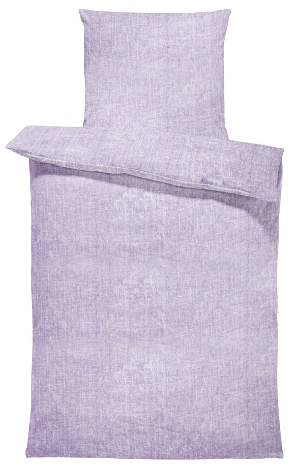 One Home Bettwäsche 135x200 cm meliert stone washed look Melange Flieder lila Microfaser