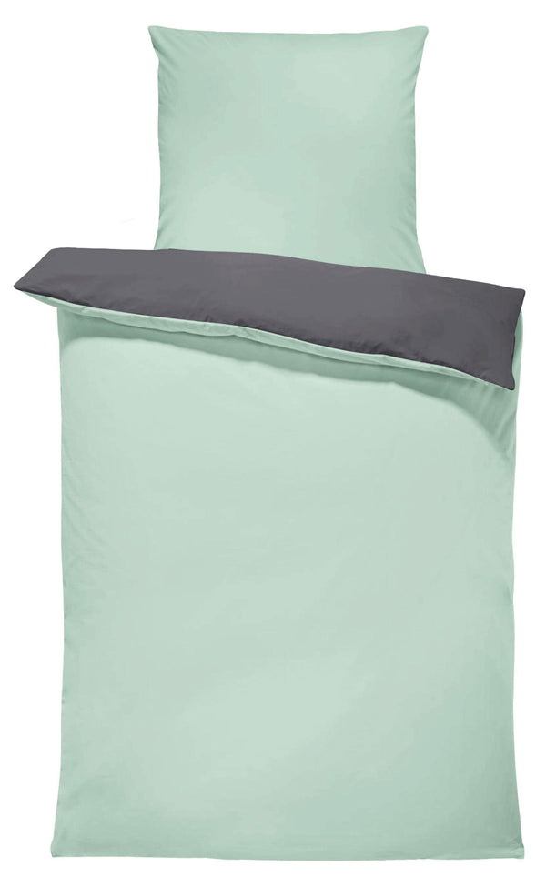 One Home Bettwäsche 135x200 cm mint anthrazit modern Uni Doubleface Wende Microfaser