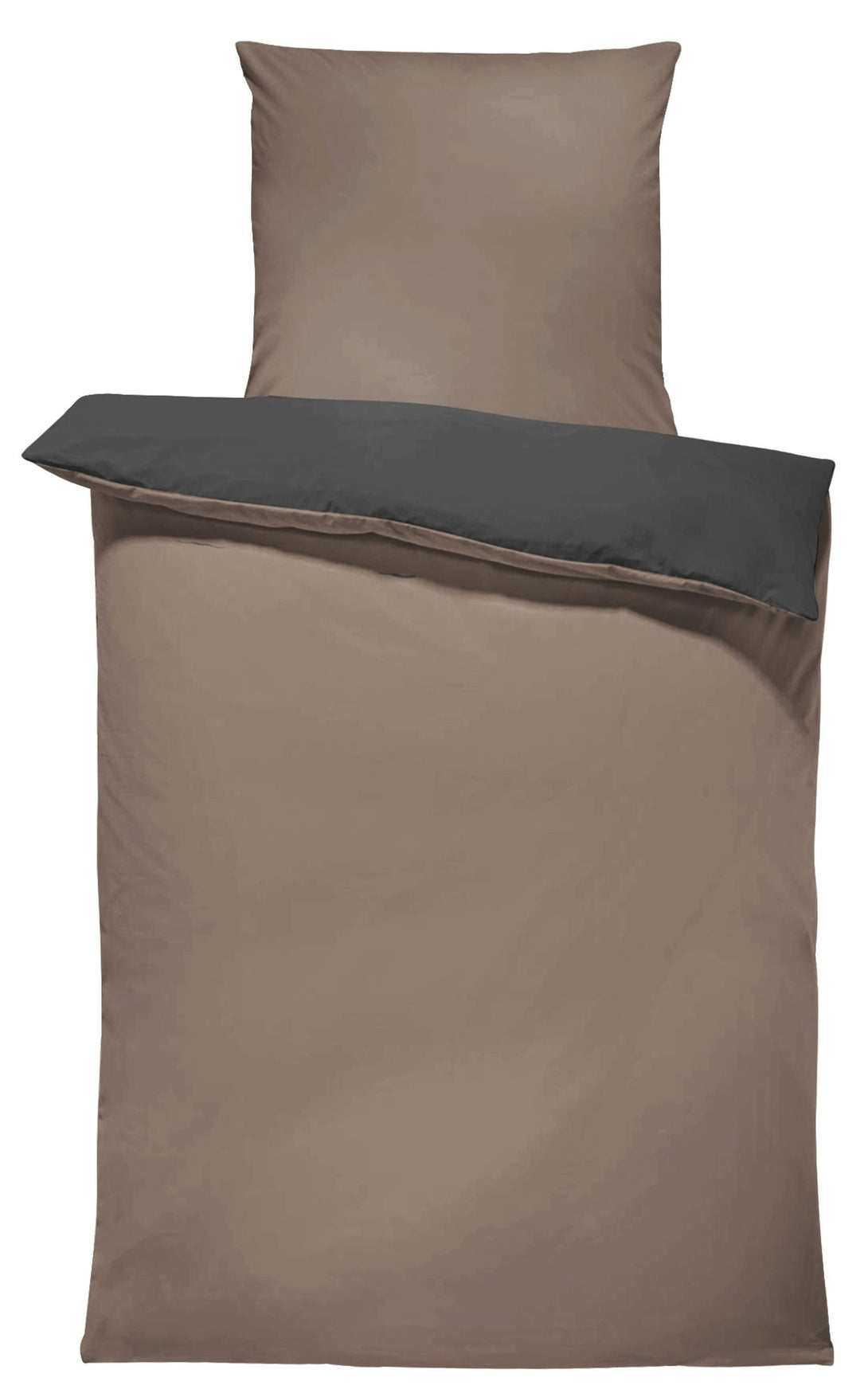 One Home Bettwäsche 135x200 cm taupe braun anthrazit Uni Doubleface Wende Microfaser
